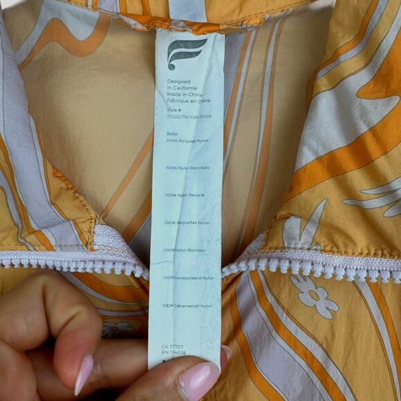 Fabletics Orange Packable Lightweight Zip Up Cinch Windbreaker Jacket Pockets - Picture 12 of 14